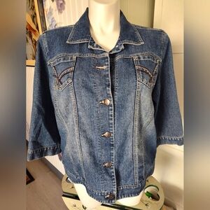 Chico's Additions Sz 3 16-18 Denim Jean Jacket Easy Fit Comfort